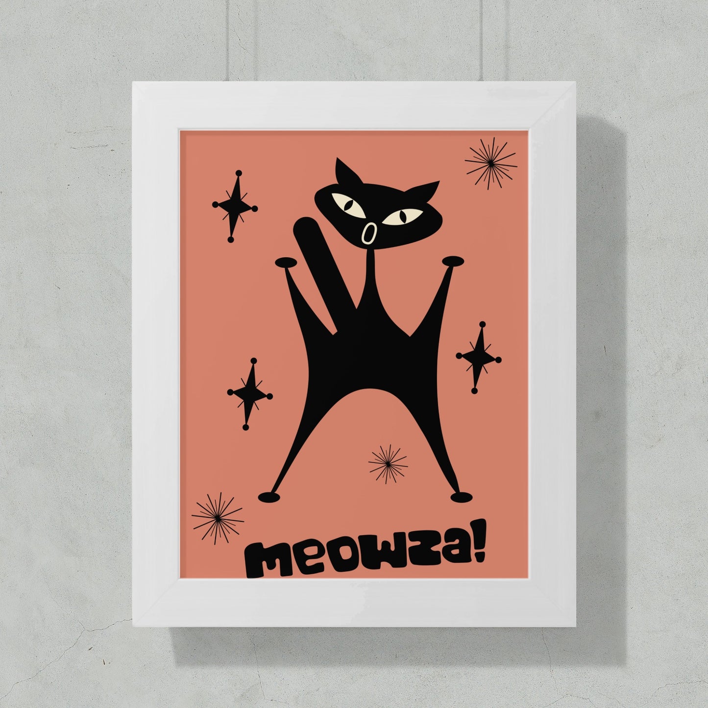 Meowza Cat with Abstract Shapes Poster product type