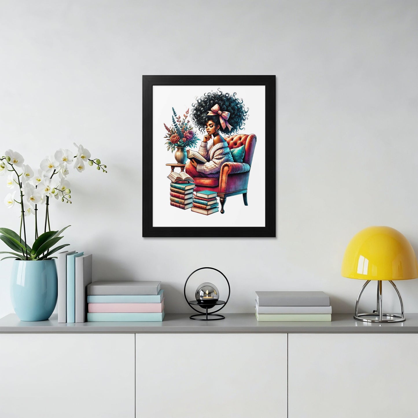 Relaxing Woman Reading Books Wall Art Product