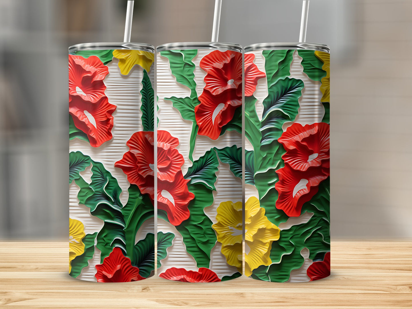 Vibrant Floral Design Tumbler Insulated Flask product