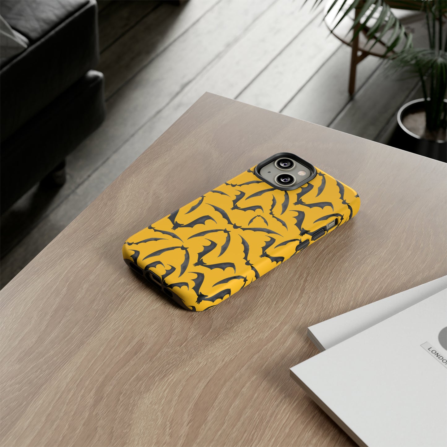 Bat Phone Case, iPhone 15 Case, Cute Glossy Halloween Goth Phone Case