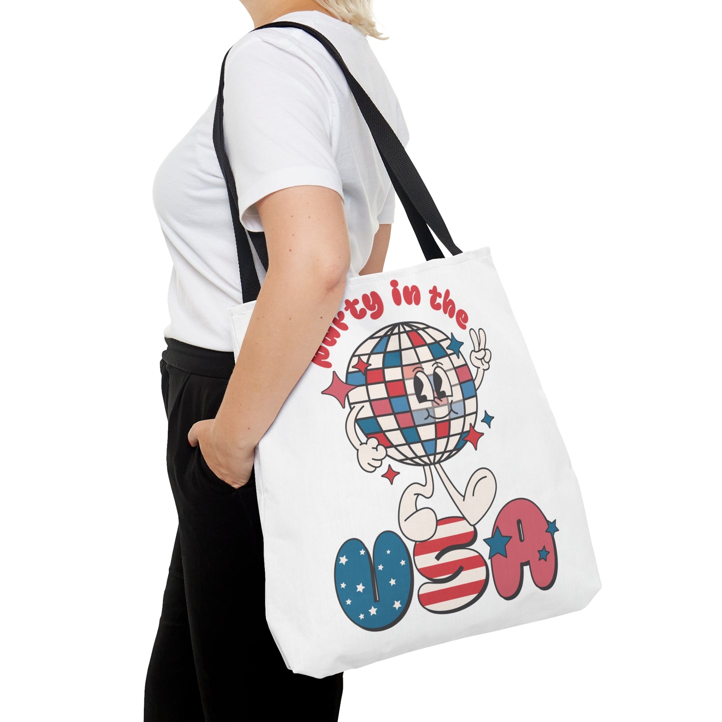 Funny 4th of July Tote Bag, Retro Party in the USA Cute Beach Summer Tote