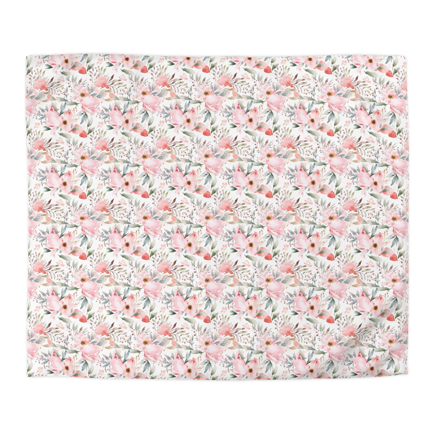 Pink Floral Microfiber Duvet Cover - Soft Bedding Set, Feminine Bedroom Decor, Floral Print Comforter Cover, Girls Room Decor, Lightweight