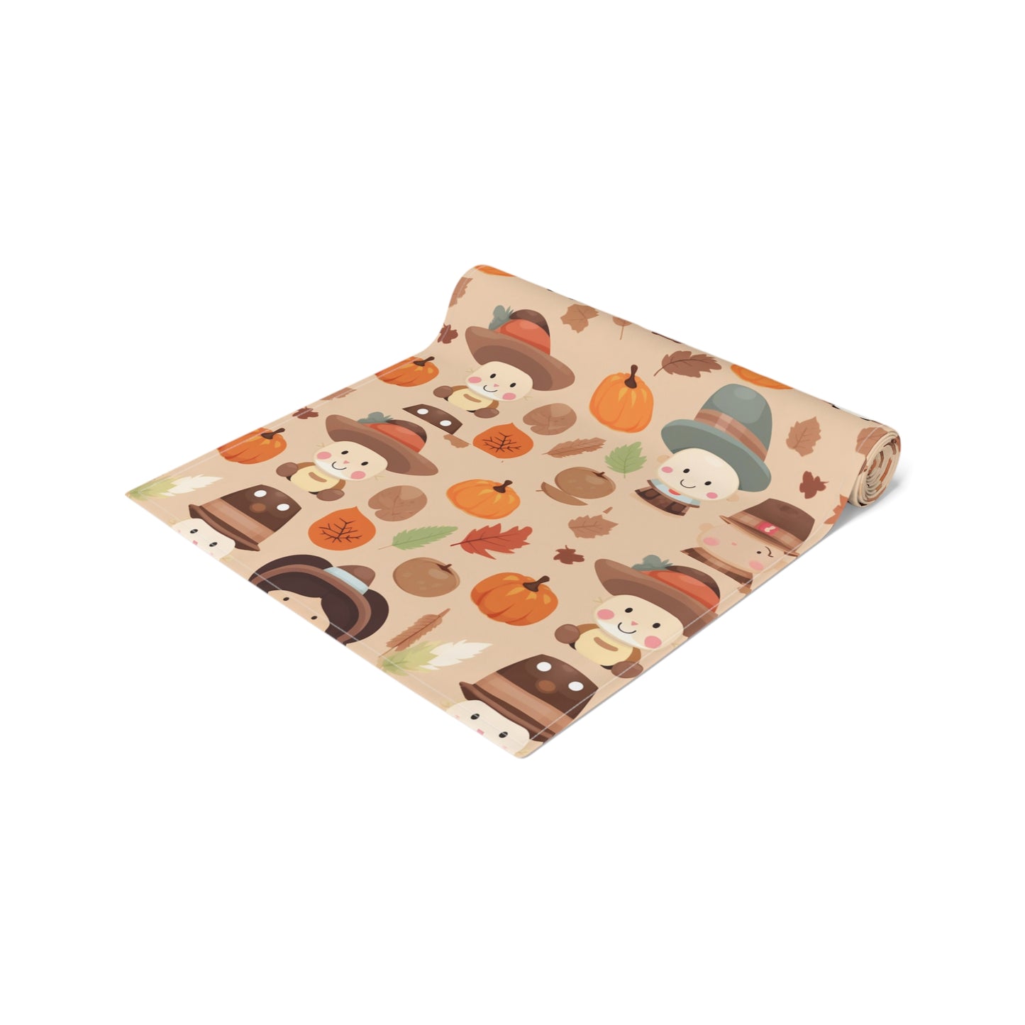 Kawaii Table Runner, Cute Thanksgiving Table Decoration, Holiday Table Cloth,