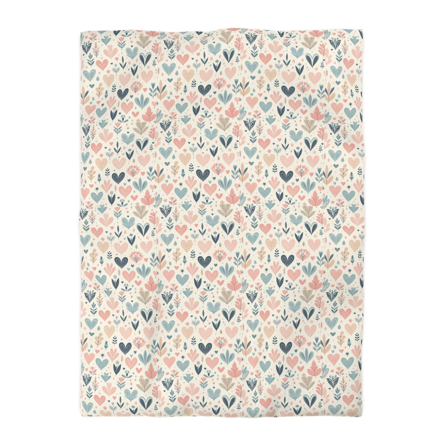 Heart Pattern Duvet Cover, White Pink and Blue Duvet, Cute Heart Bedding, Cozy Heart Design, Bedroom Decor, Twin Full Queen King Sizes
