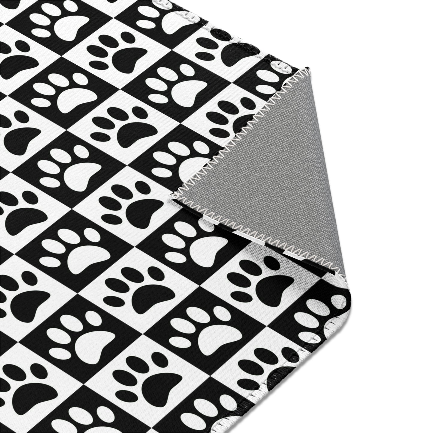 Paw Print Area Rug, Cute Pet Rug, Cool Throw Rug, Home Decor Rug, Black and White