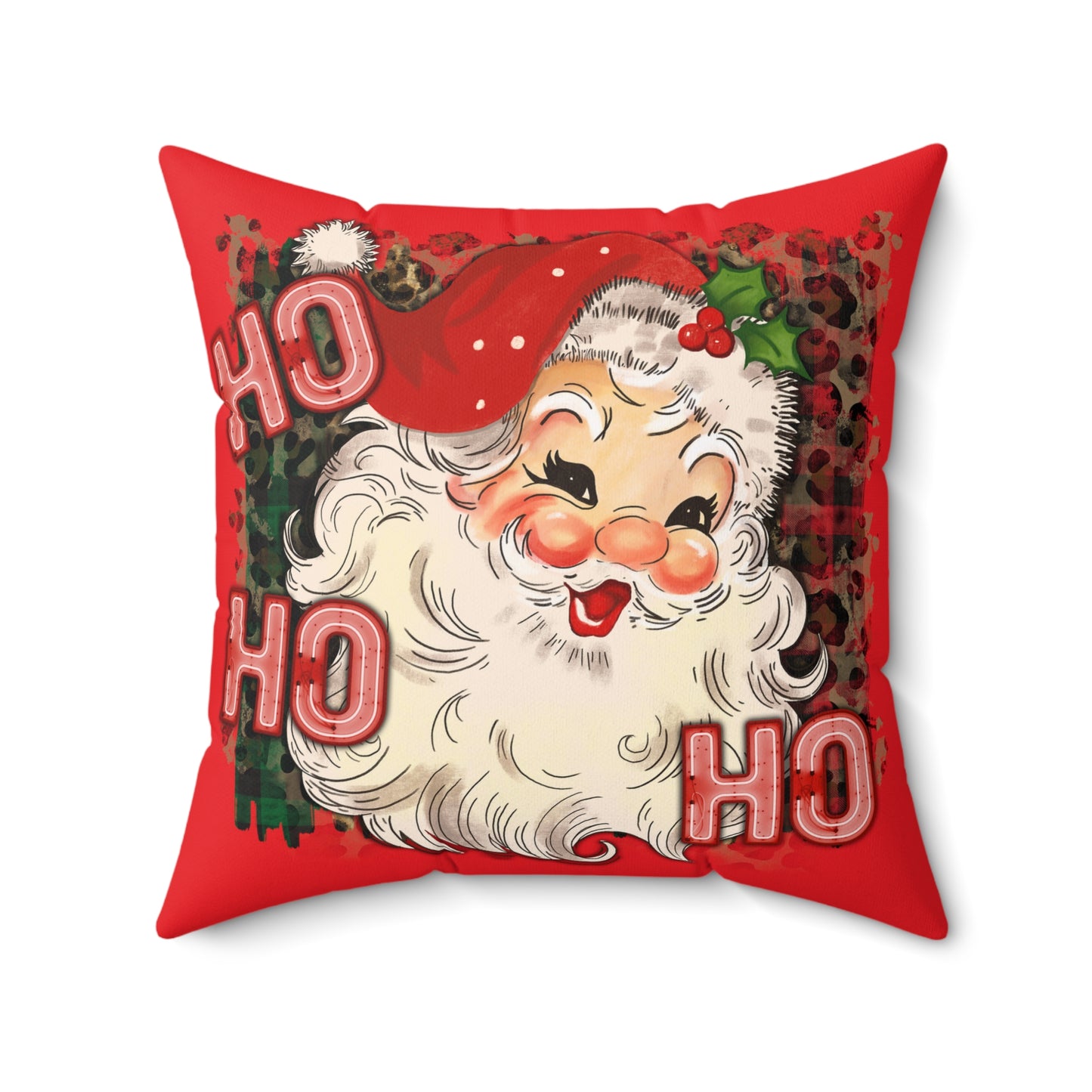 Retro Santa Pillow, Santa Pillow Cover, Cute Christmas Throw Pillow Cover, 18x18 Holiday Square Pillow