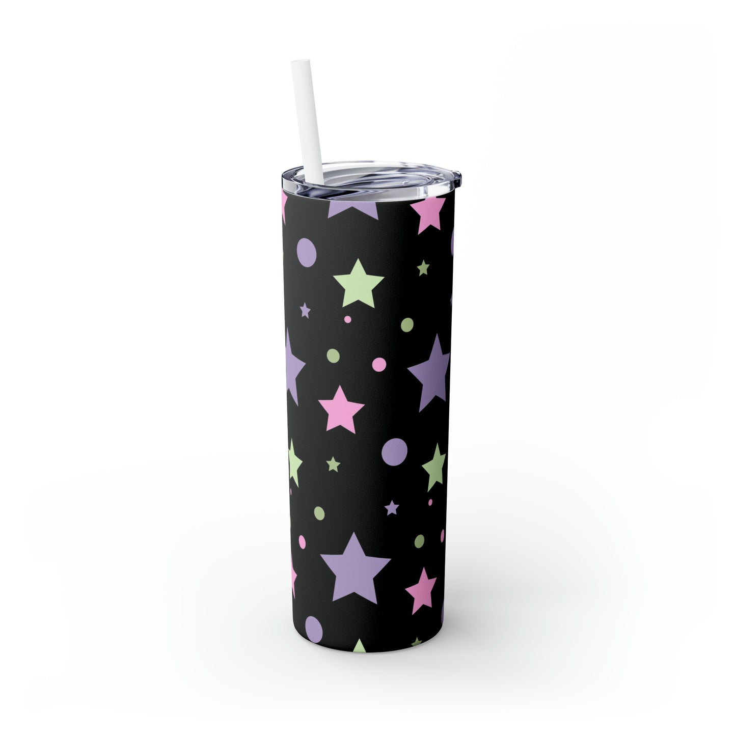 Stars Pastel Goth Skinny Tumbler with Straw, 20oz Sublimation