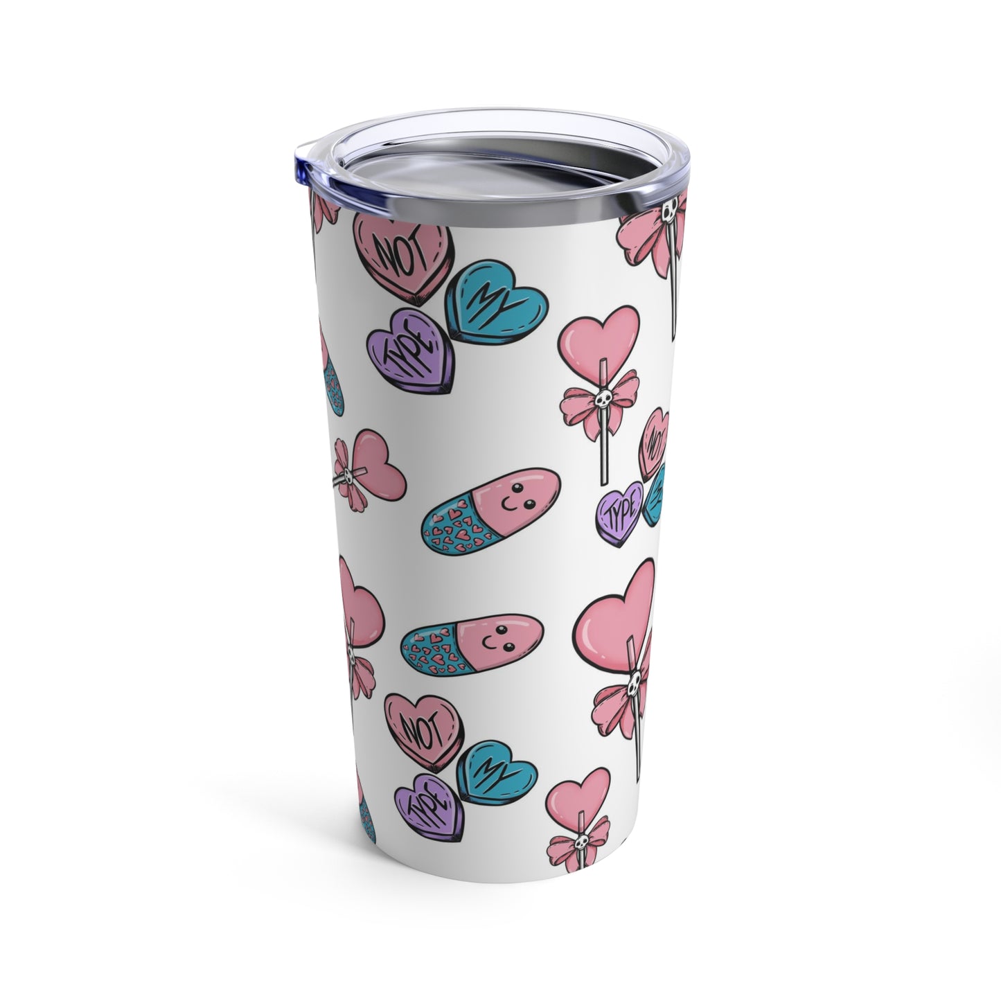 Pastel Goth Valentine's Day Tumbler Cup, Goth Valentines Gift, Insulated 20oz