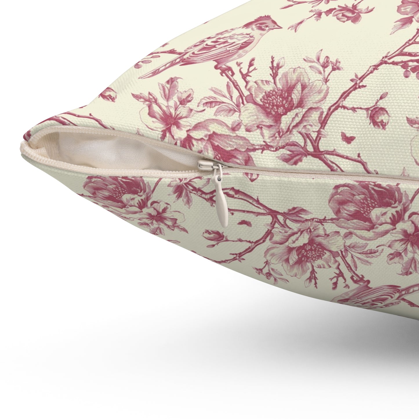 Pink Floral Toile Throw Pillow, Decorative Accent Pillow Floral Coquette Throw Pillow Cover
