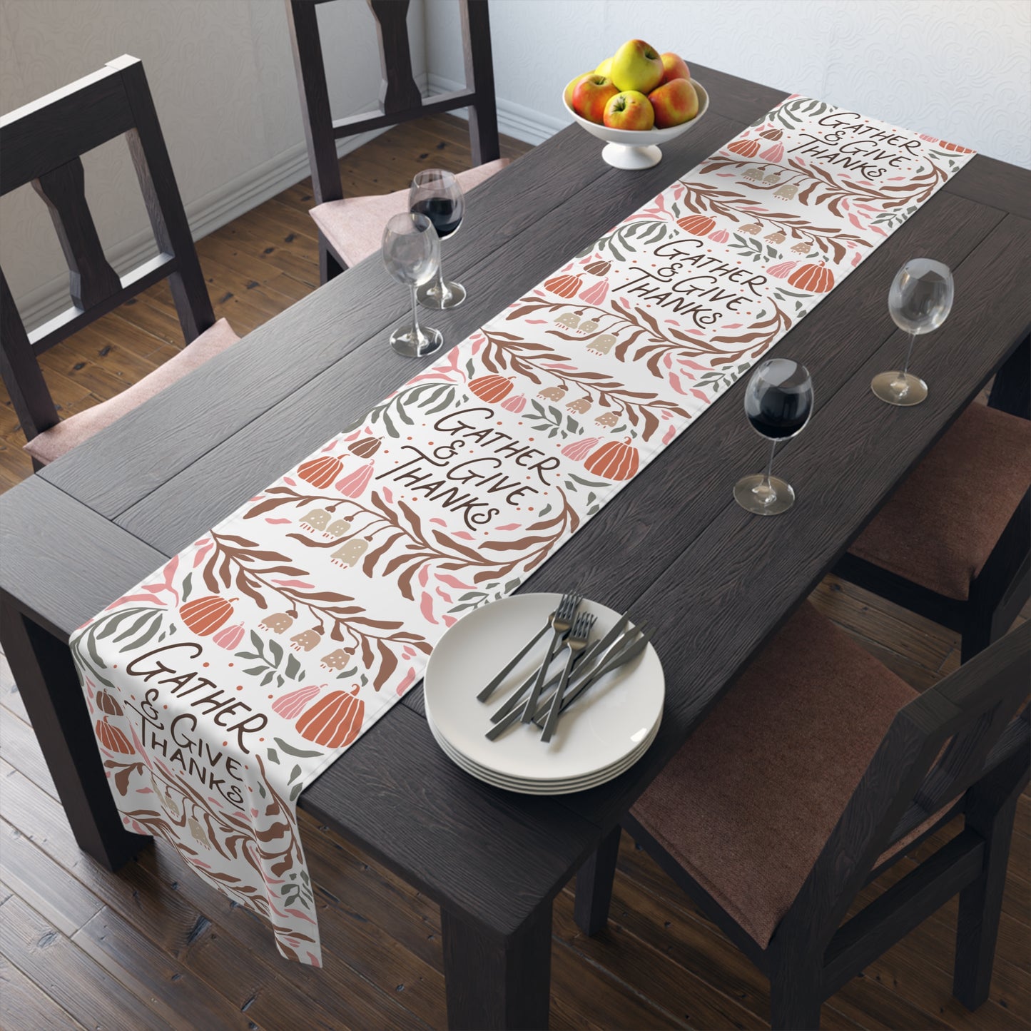 Thanksgiving Table Runner, Elegant Table Decoration, Fall Holiday Table Cloth,