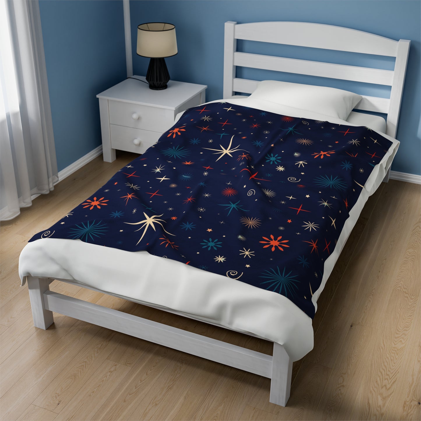 Velveteen Blanket - Retro Christmas Plush Bedroom Decor-Blue Bedding