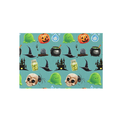 Halloween Green Outdoor Rug, Spooky Gothic Halloween Mat, Cute Horror Area Rug