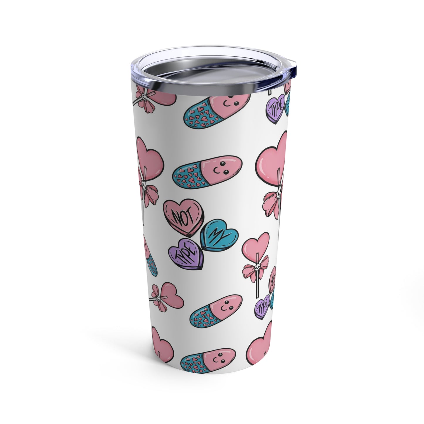 Pastel Goth Valentine's Day Tumbler Cup, Goth Valentines Gift, Insulated 20oz