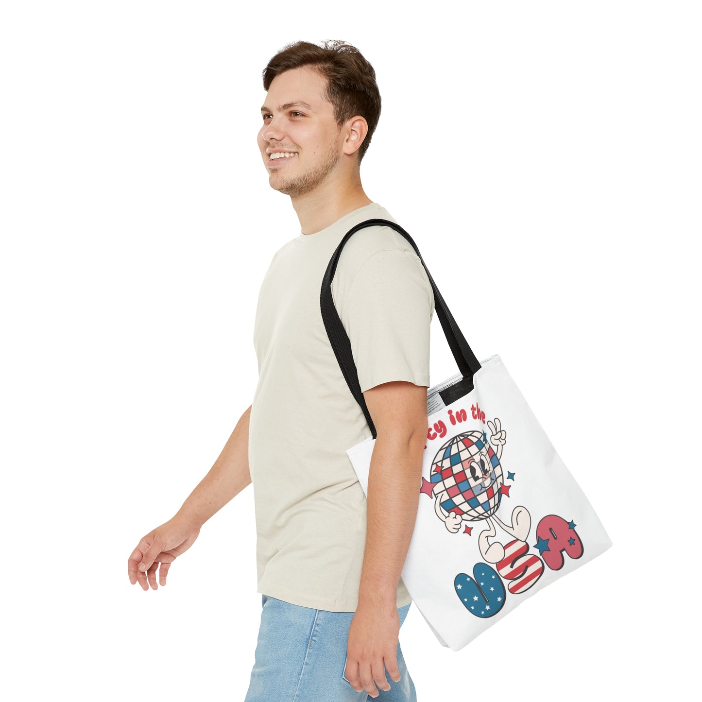 Funny 4th of July Tote Bag, Retro Party in the USA Cute Beach Summer Tote