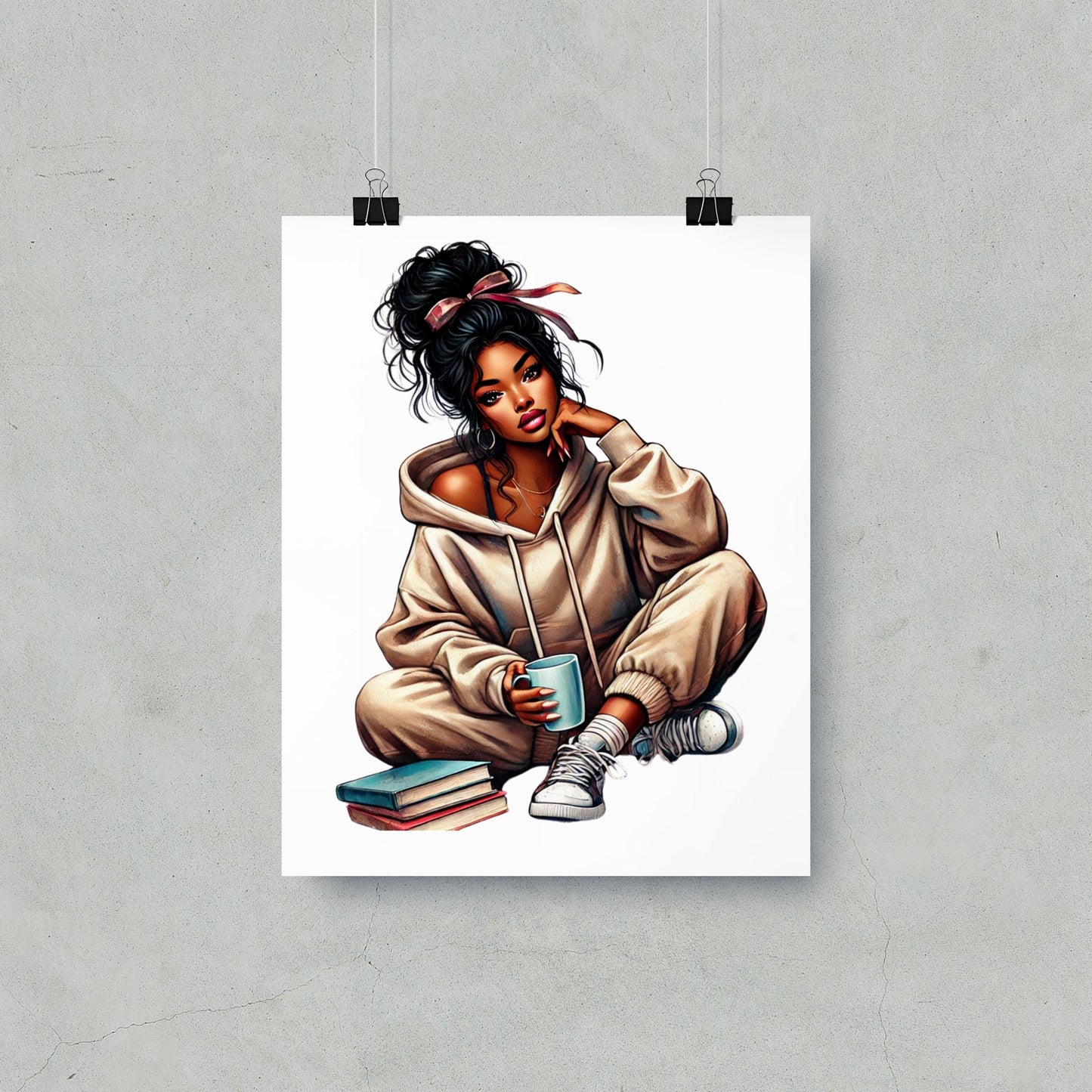 Relaxed and Cozy Girl with Coffee Poster product