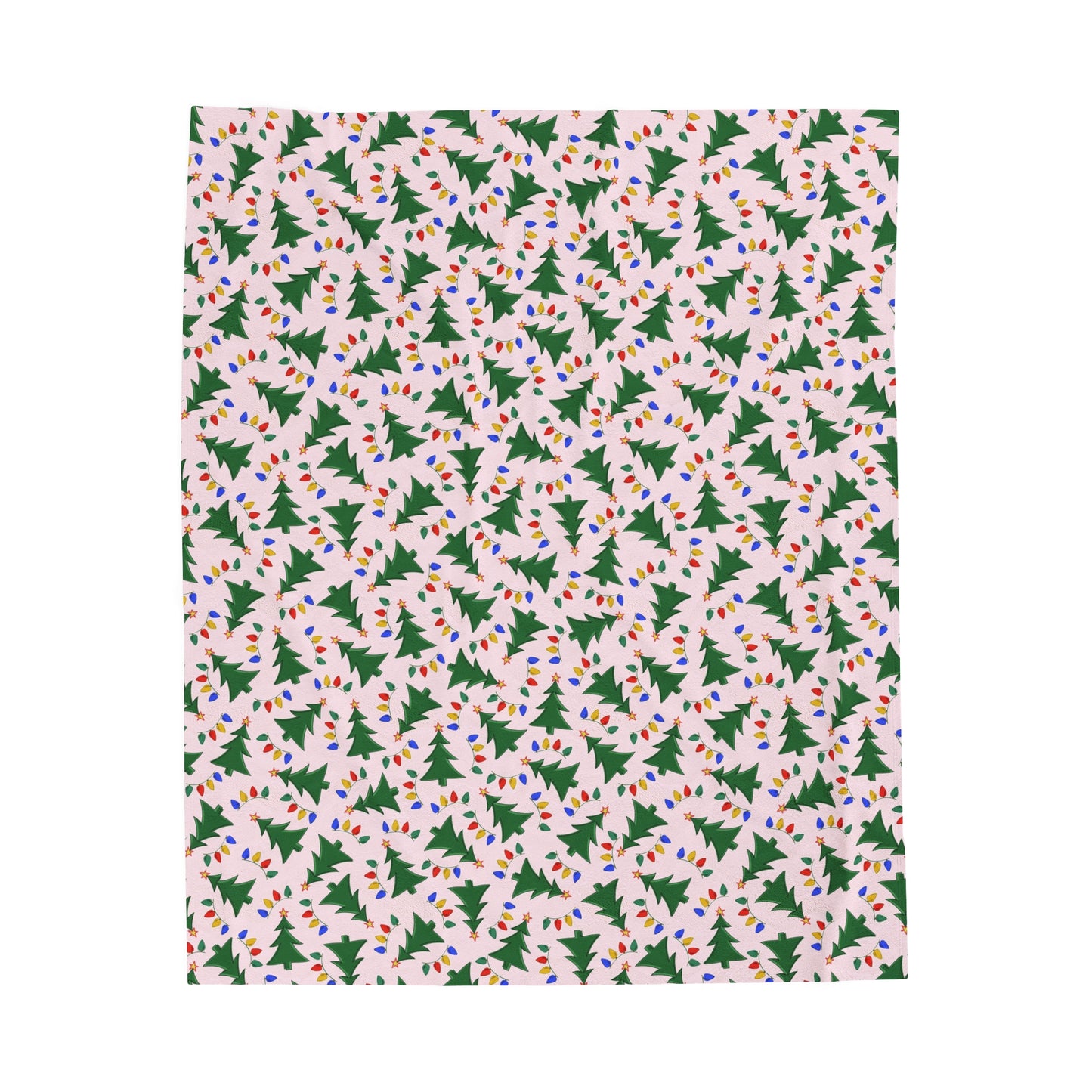 Pink Christmas Tree Velveteen Plush Blanket, Coquette Blanket