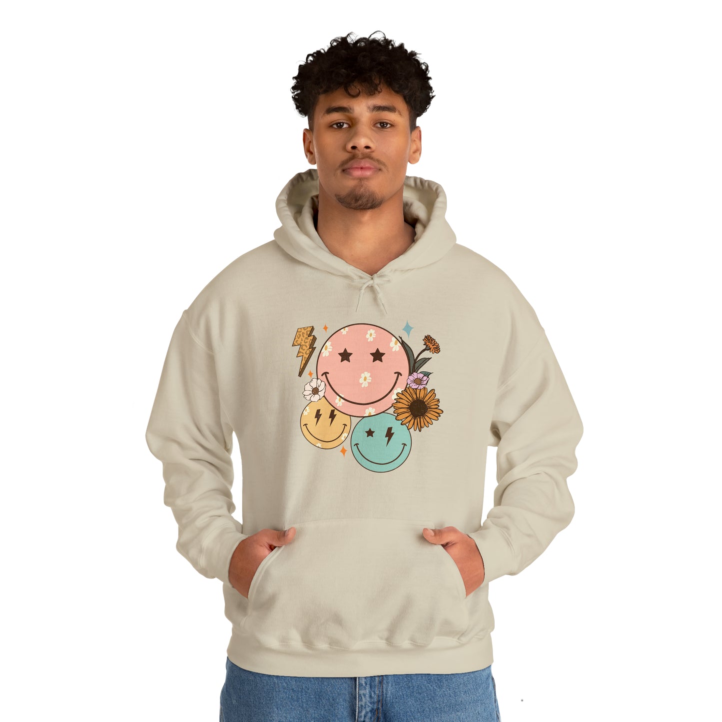 Cool Retro Happy Face Hoodie Sweatshirt Streetwear Unisex Hooded Sweatshirt