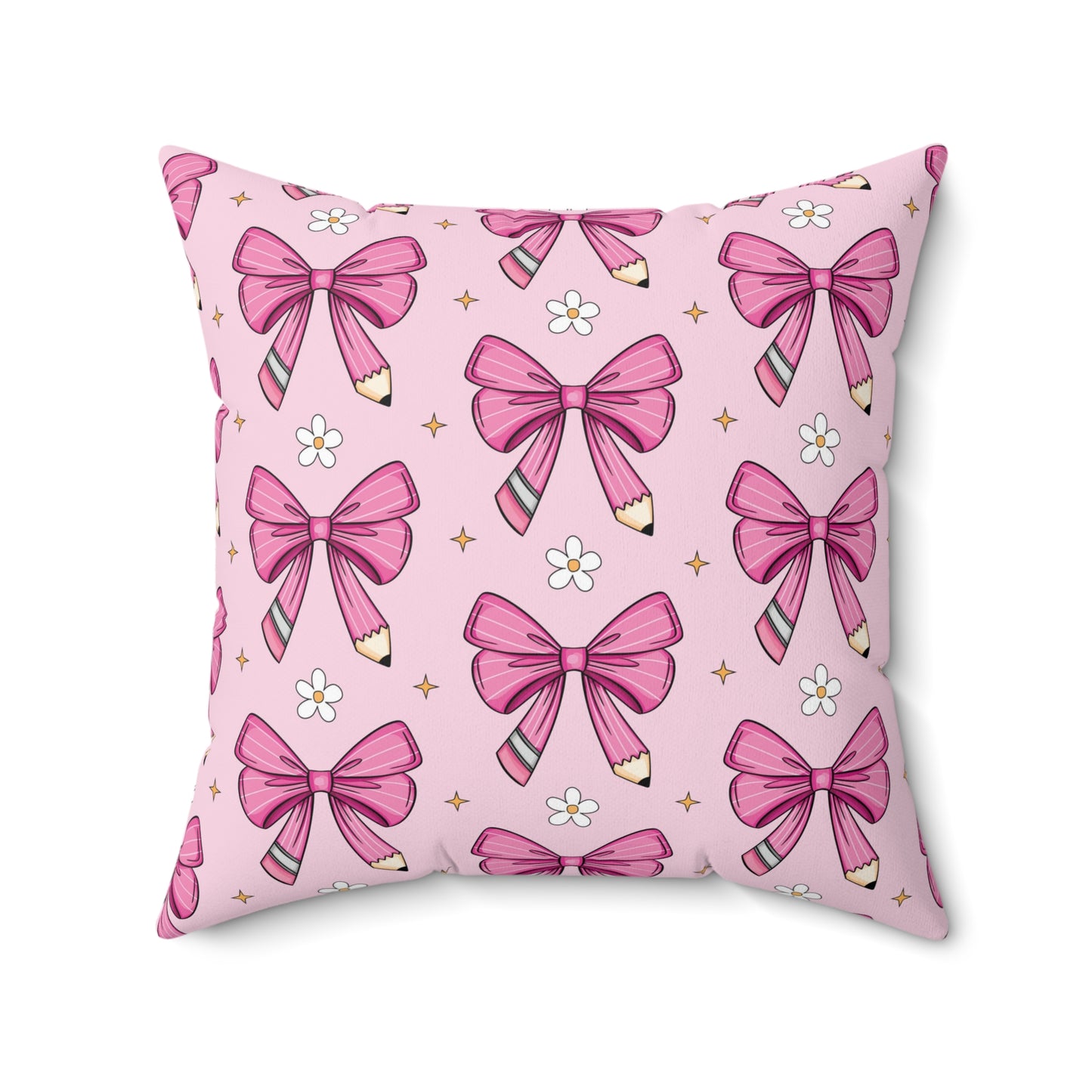 Pink Pencil Coquette Bow Pillow, Throw Pillow Cover Preppy Room Decor Pink Throw Pillow