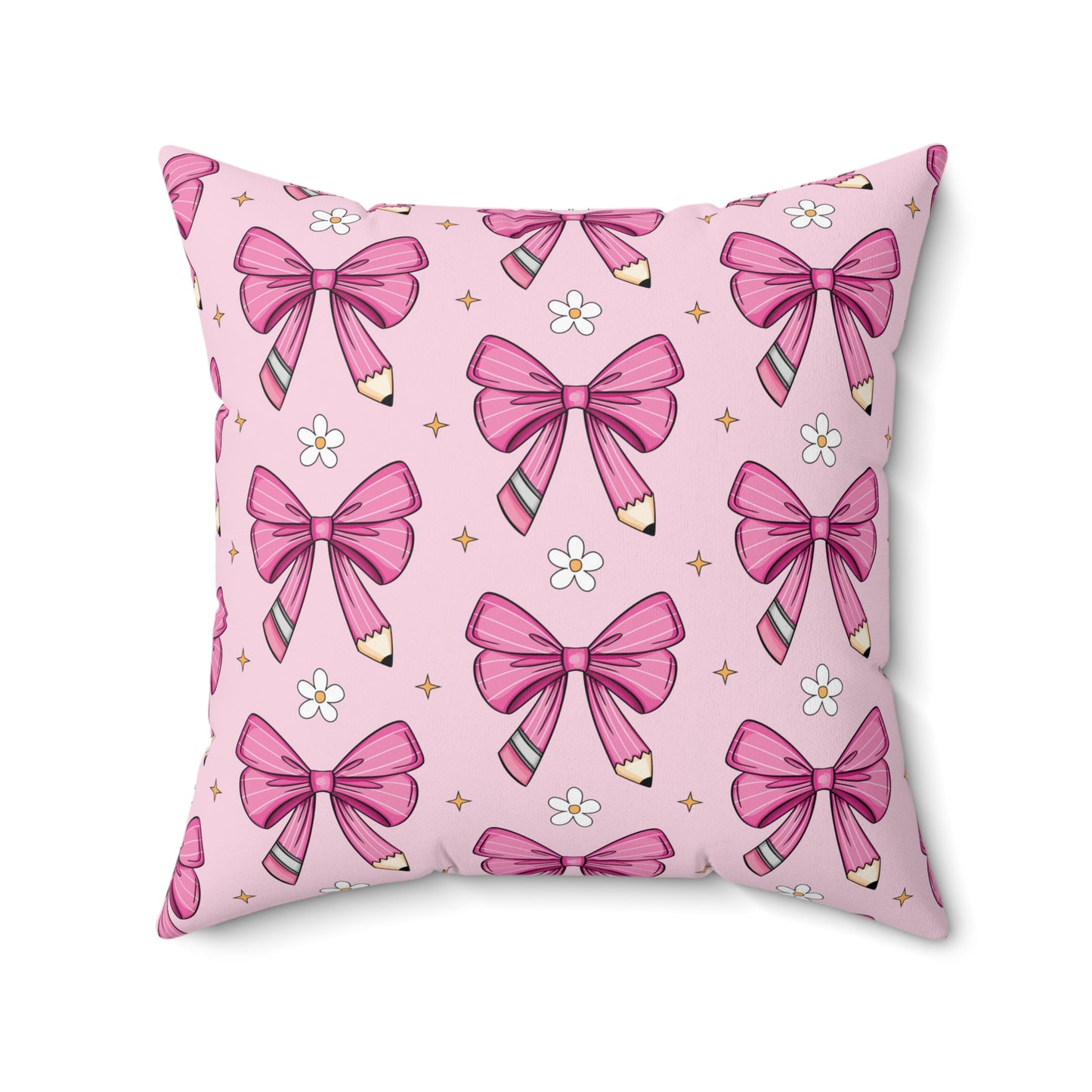 Pink Pencil Coquette Bow Pillow, Throw Pillow Cover Preppy Room Decor Pink Throw Pillow