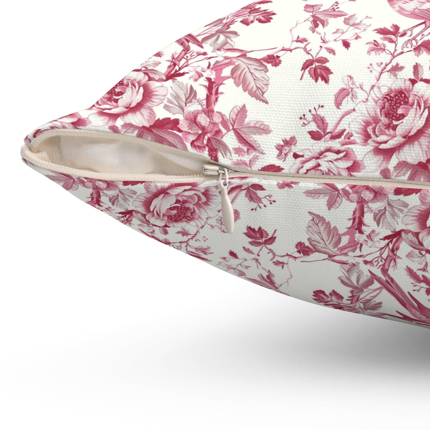 Pink Toile Pillow, Square Throw Cushion, Home Decor Accent, Decorative Pillow Cover
