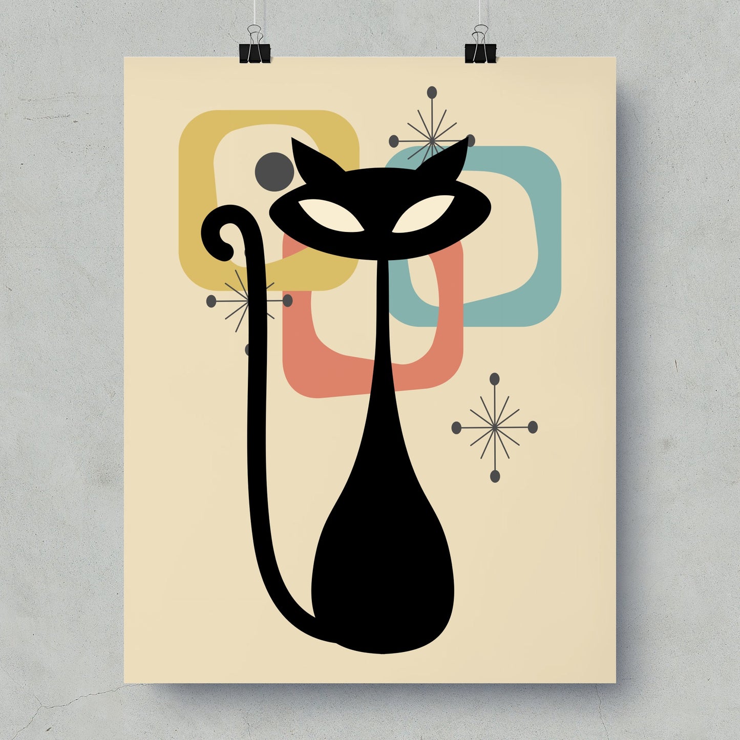 Retro Cat Art Print Wall Decor Colorful Poster product type