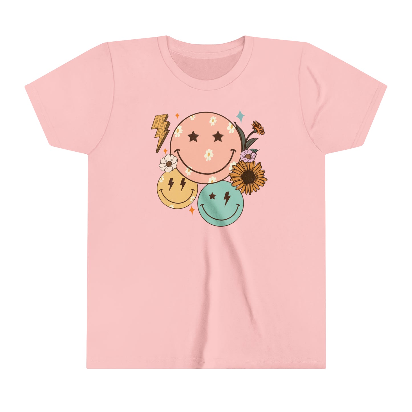 Kids Smiley Face Shirt Youth Short Sleeve Tee