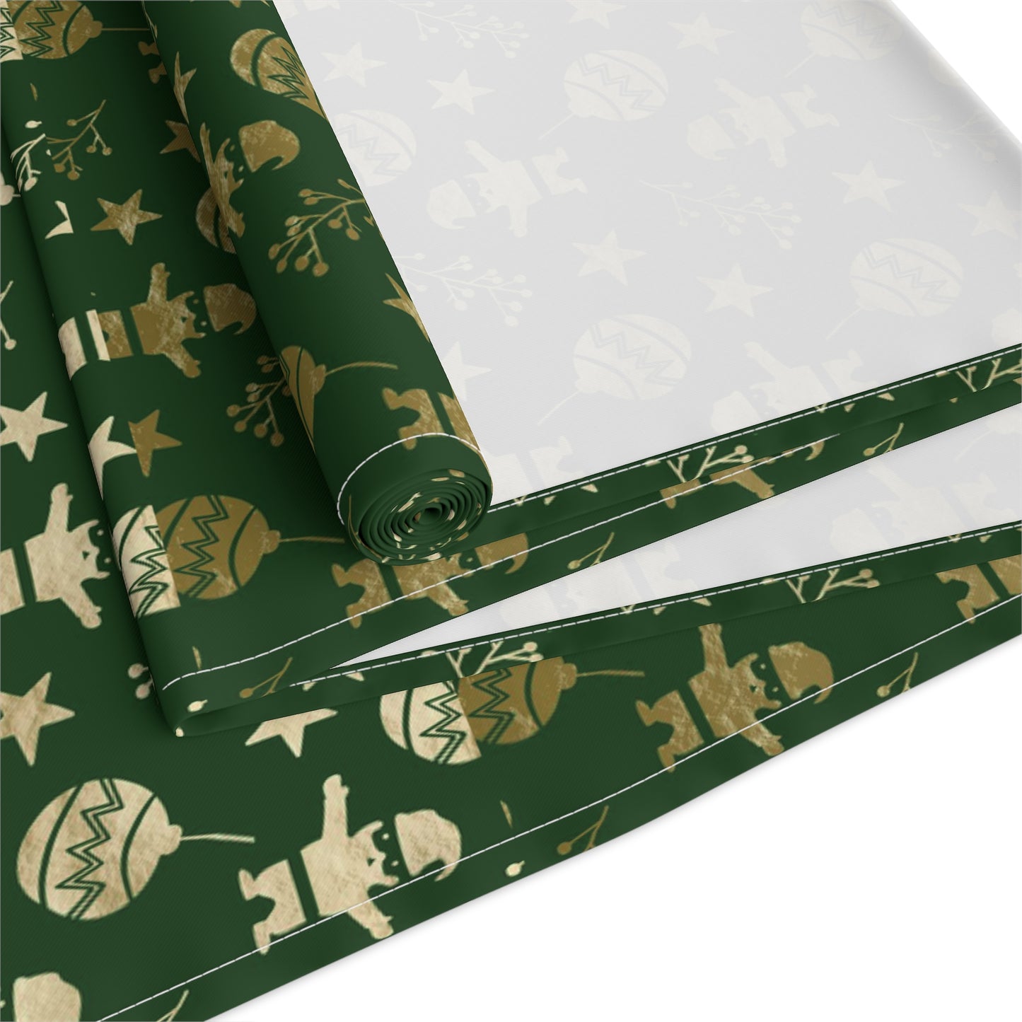 Christmas Table Runner, Green Elegant Table Decoration, Holiday Table Decor