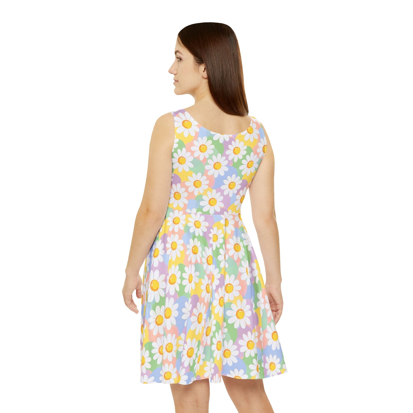 Daisy Skater Dress Summer Dress- Cute Floral Dress Fit and Flare Dress-Sun Dress