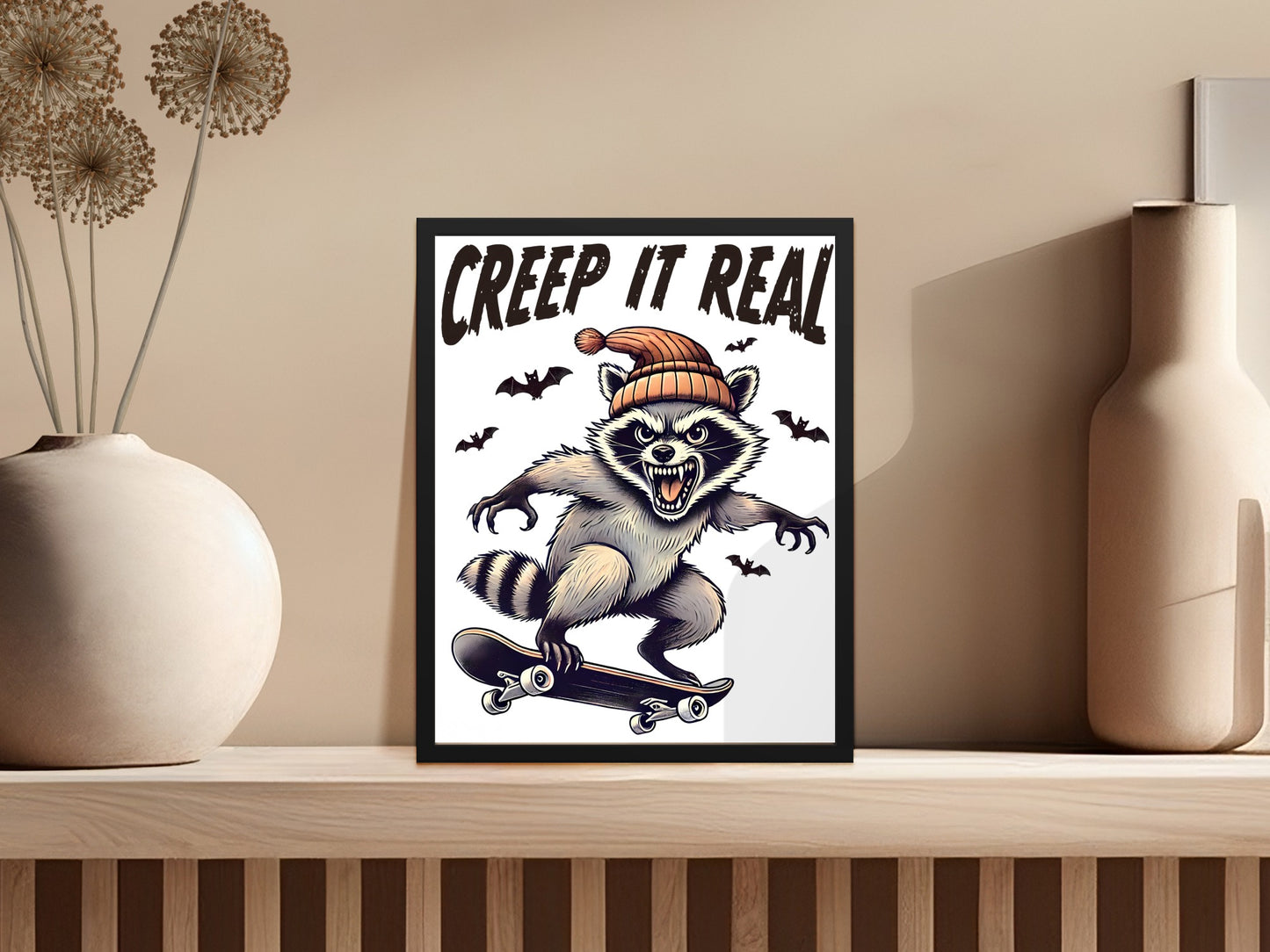 Creepy Raccoon Skateboard Art Poster product