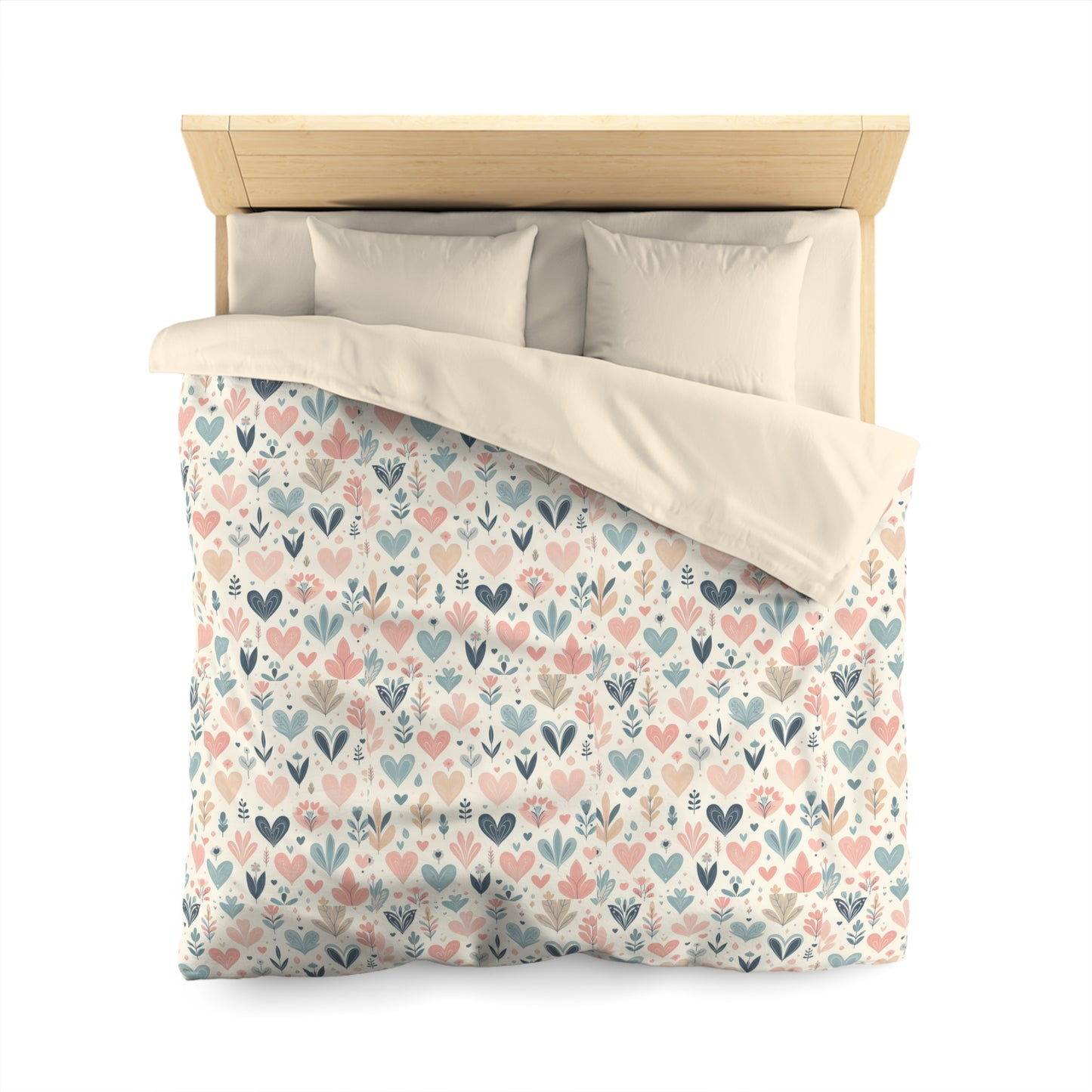 Heart Pattern Duvet Cover, White Pink and Blue Duvet, Cute Heart Bedding, Cozy Heart Design, Bedroom Decor, Twin Full Queen King Sizes