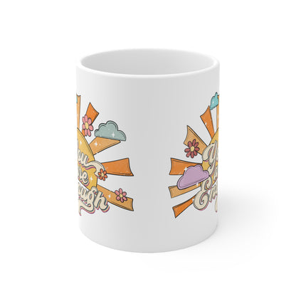 You Are Enough Retro Floral Mug, Cute Ceramic Mug 11oz Coffee Lover Gift