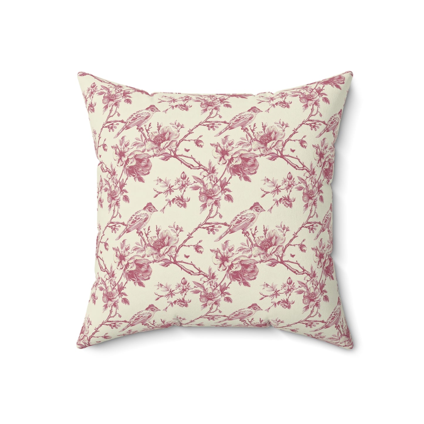 Pink Floral Toile Throw Pillow, Decorative Accent Pillow Floral Coquette Throw Pillow Cover