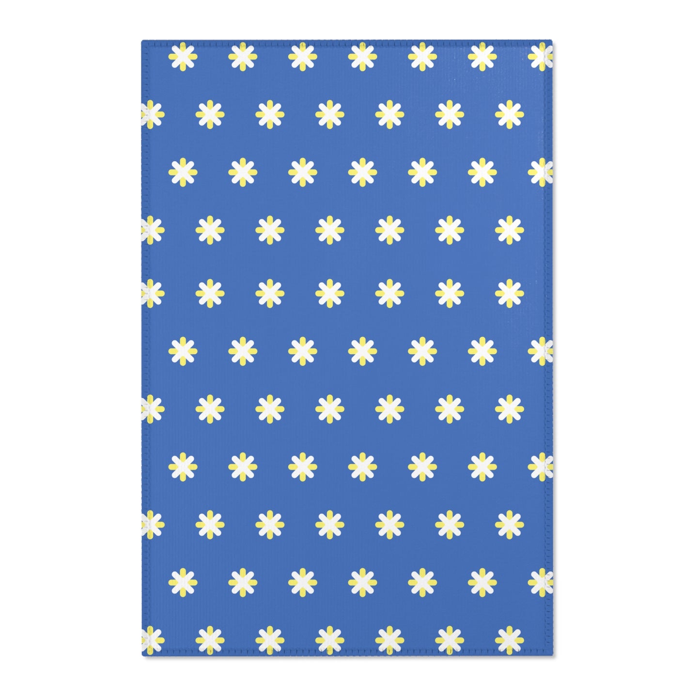 Blue Daisy Area Rug, Room Decor, Floral Minimalist Rug, Cute Unique Accent Rug