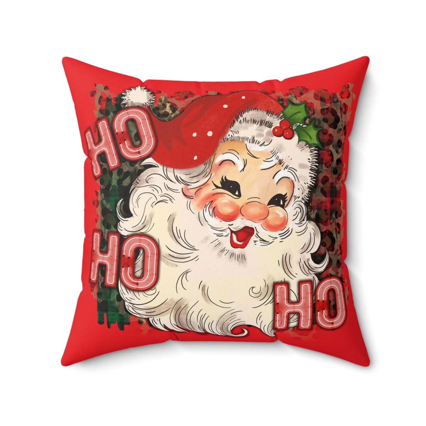 Retro Santa Pillow, Santa Pillow Cover, Cute Christmas Throw Pillow Cover, 18x18 Holiday Square Pillow