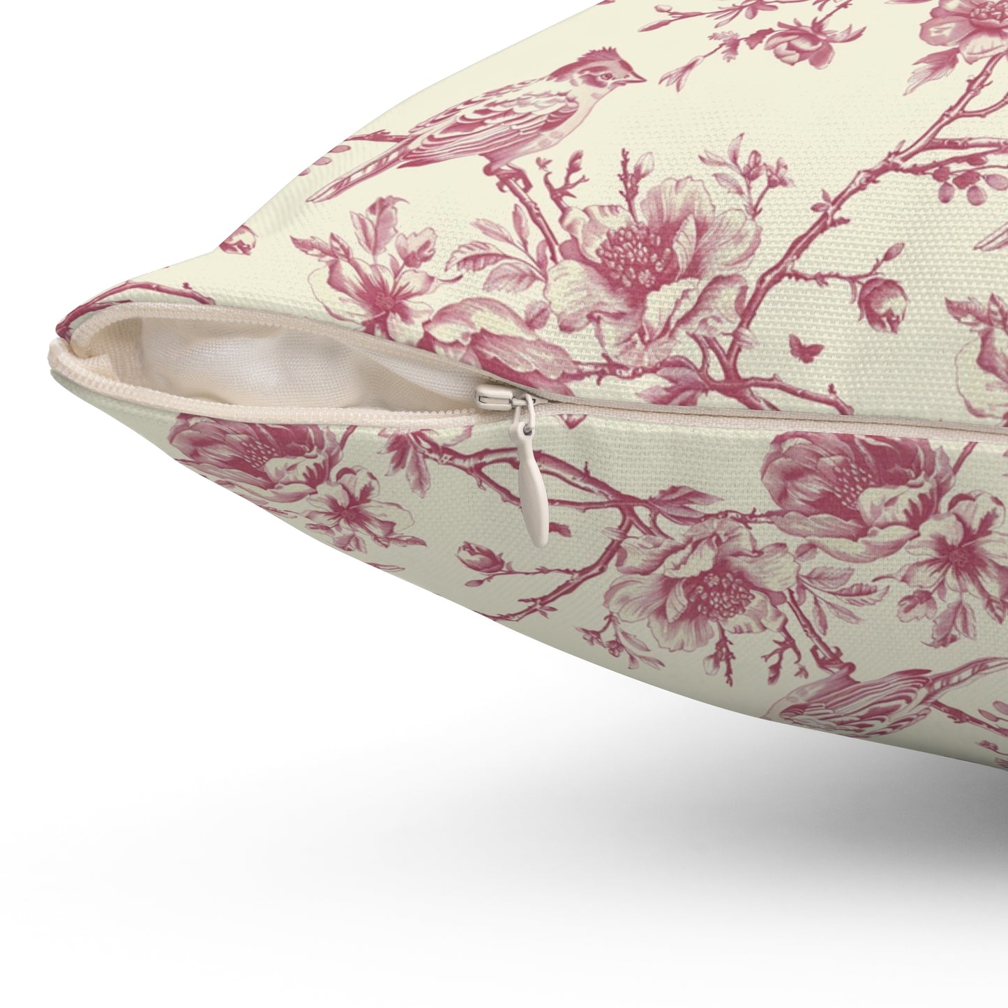 Pink Floral Toile Throw Pillow, Decorative Accent Pillow Floral Coquette Throw Pillow Cover