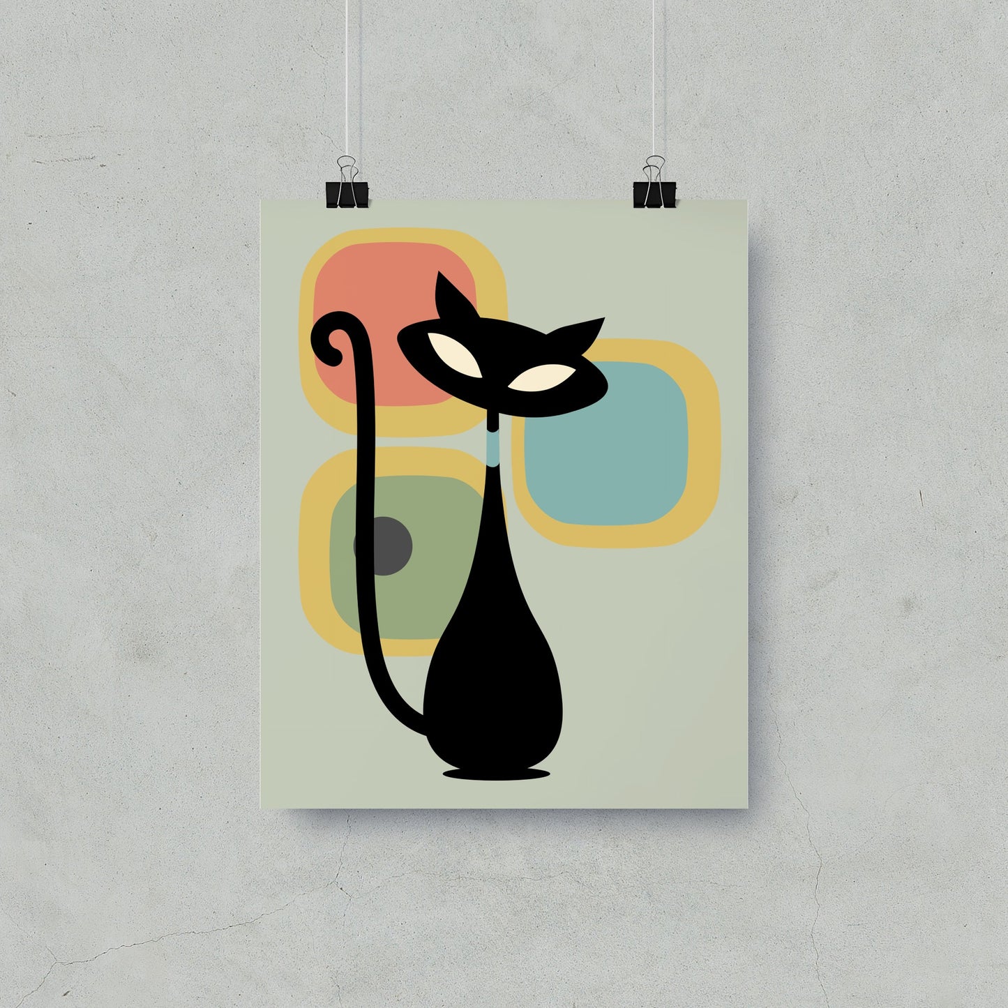 Retro Abstract Cat Illustration Poster product type