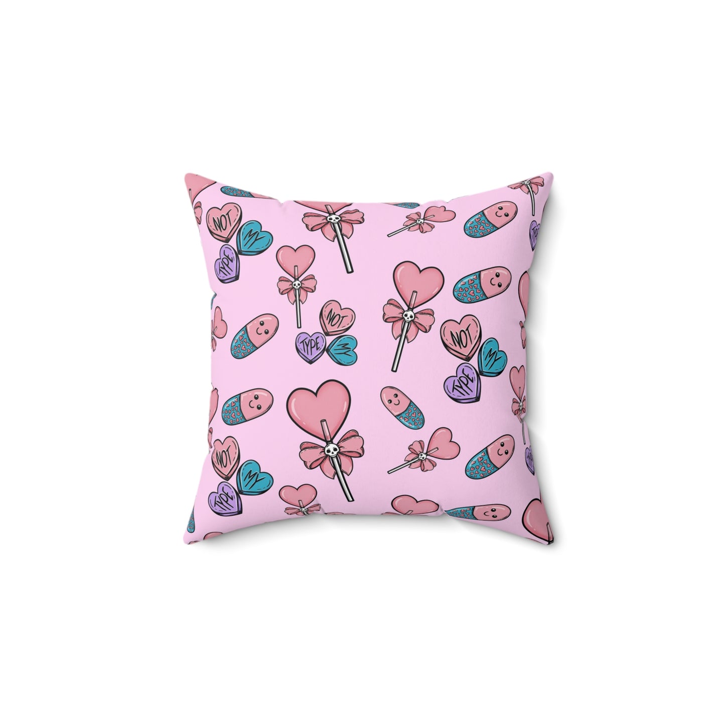 Pastel Goth Valentine's Day Pillow and Pillow Cover Pillow Spun Polyester Square Pillow