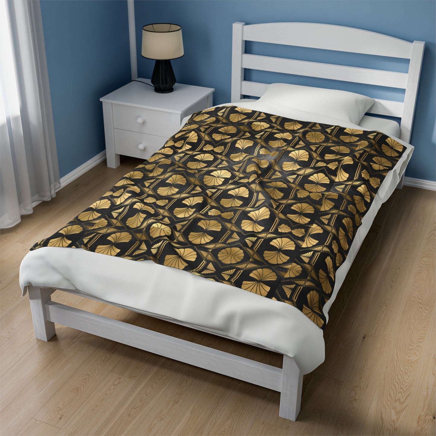 Gold and Black Velveteen Plush Blanket, Throw Blanket Bed Couch, Soft Blanket