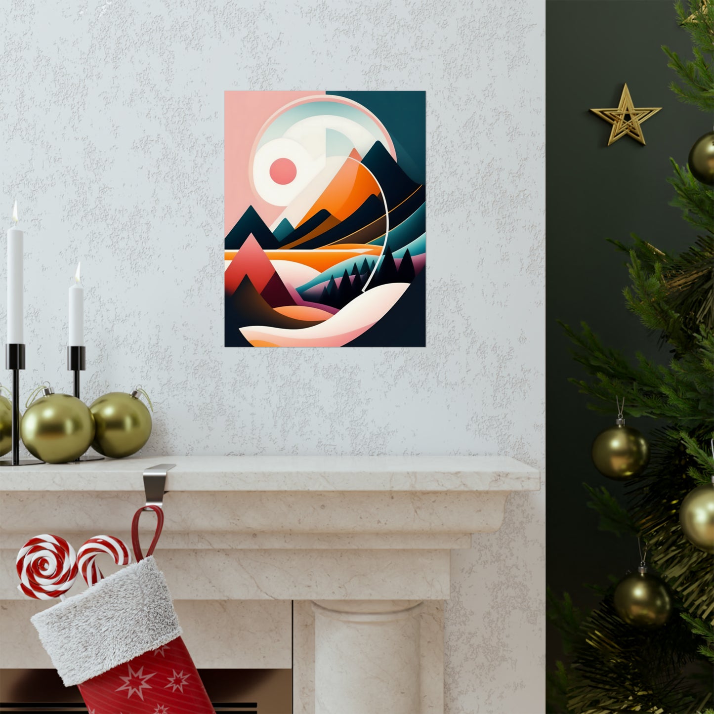 Mid-Century Modern Wall Art Print, Wall Room Decor Premium Matte Vertical Poster