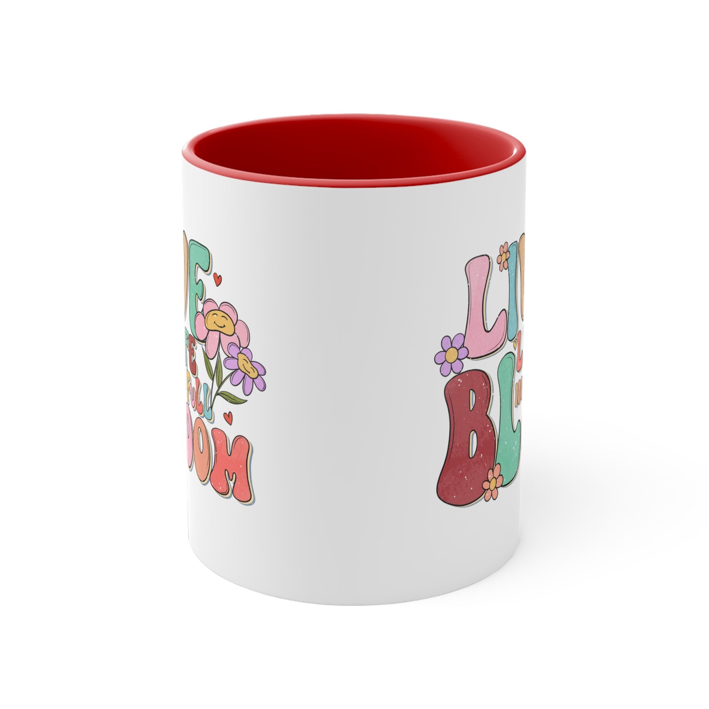 Live Life In Full Bloom Accent Coffee Mug, Inspirational Coffee Cup 11oz