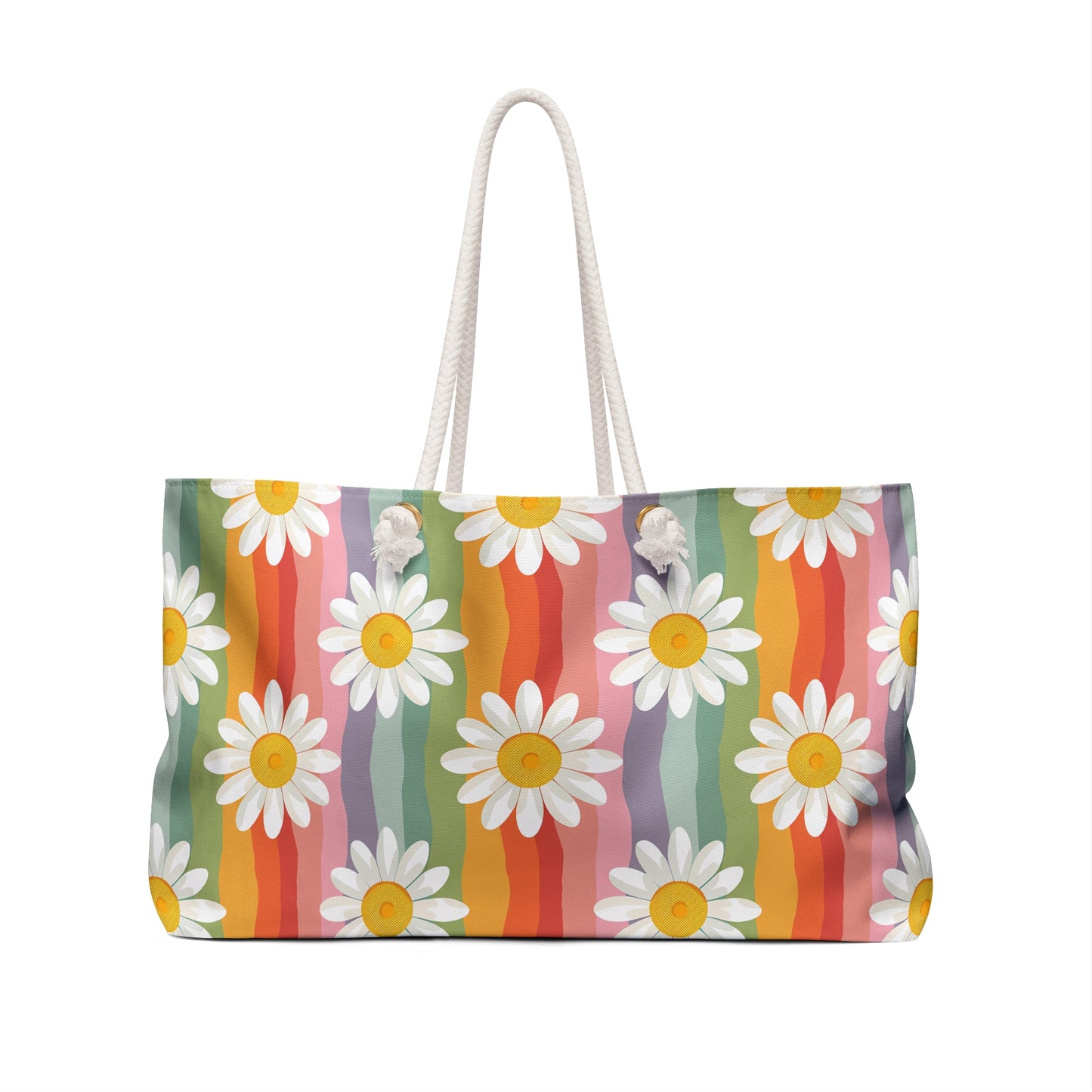 Daisy Weekender Bag, Floral weekender Bag, Rainbow Weekend Bag, Beach Bag Overnight Bag
