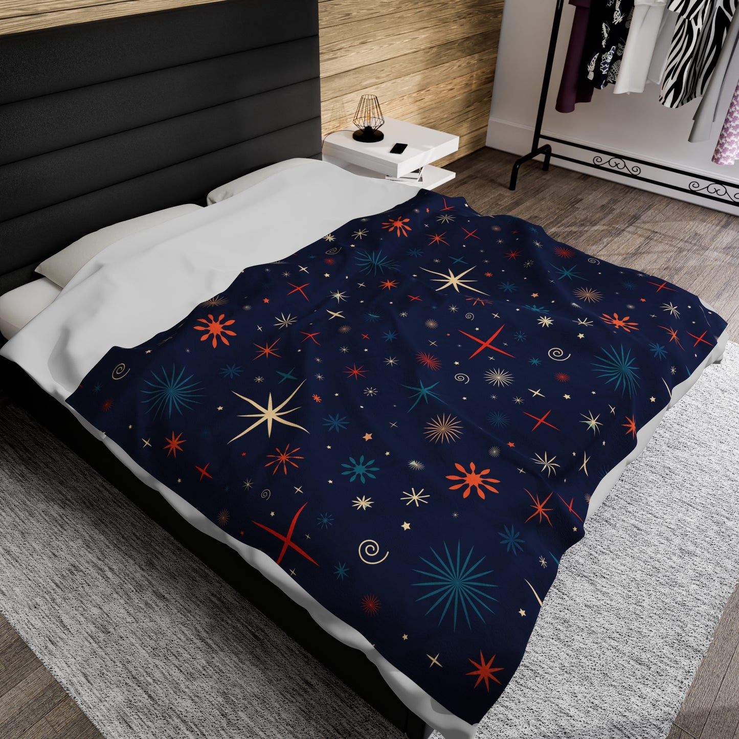 Velveteen Blanket - Retro Christmas Plush Bedroom Decor-Blue Bedding