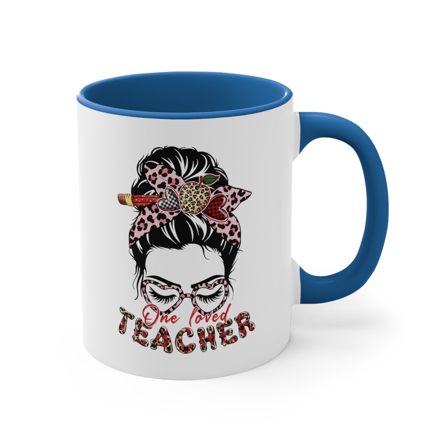 Teacher Valentine Coffee Mug, One Loved Teacher, Accent Coffee Mug, 11oz