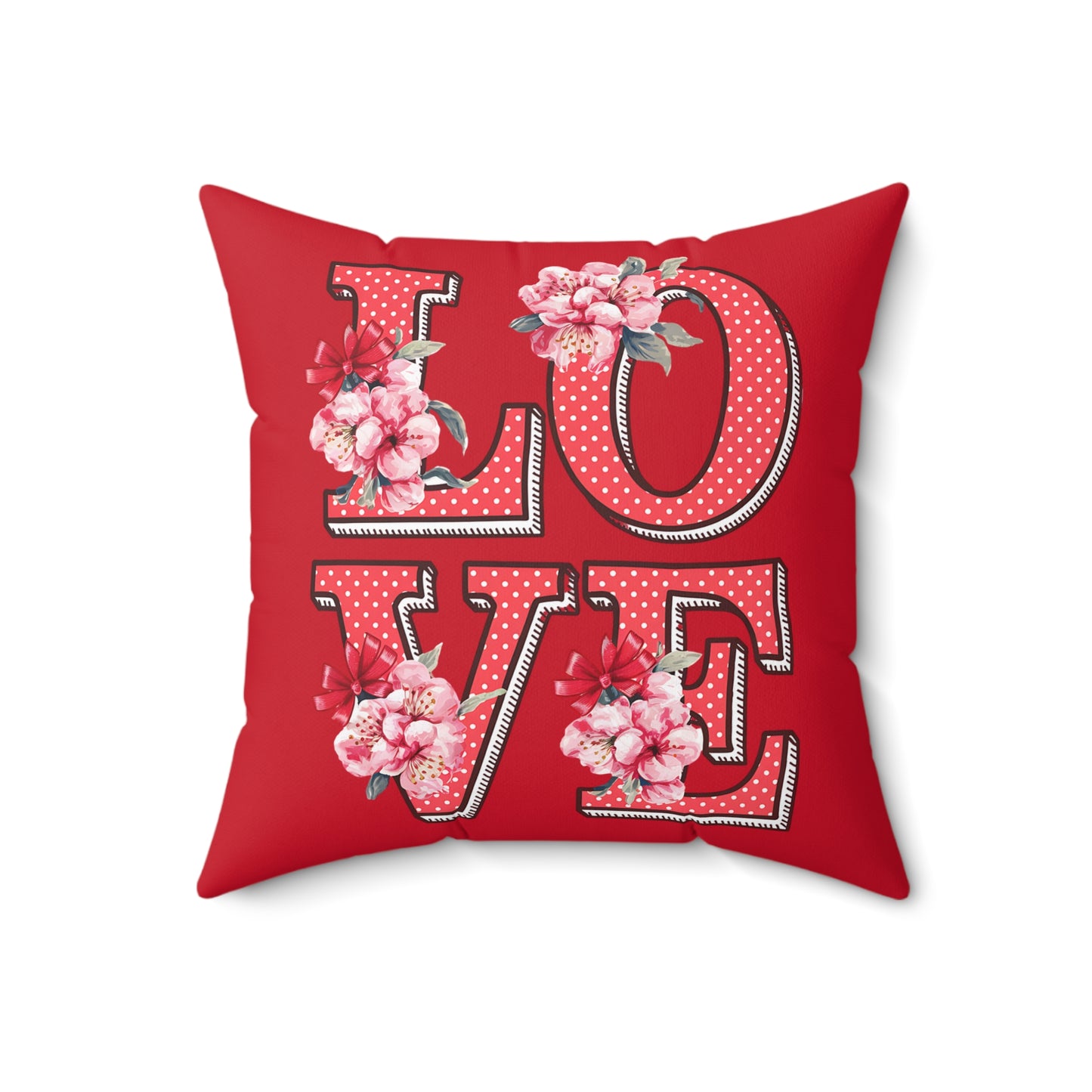 Love Throw Pillow Floral Red Valentine Throw Pillow Cover Decorative Couch Pillows