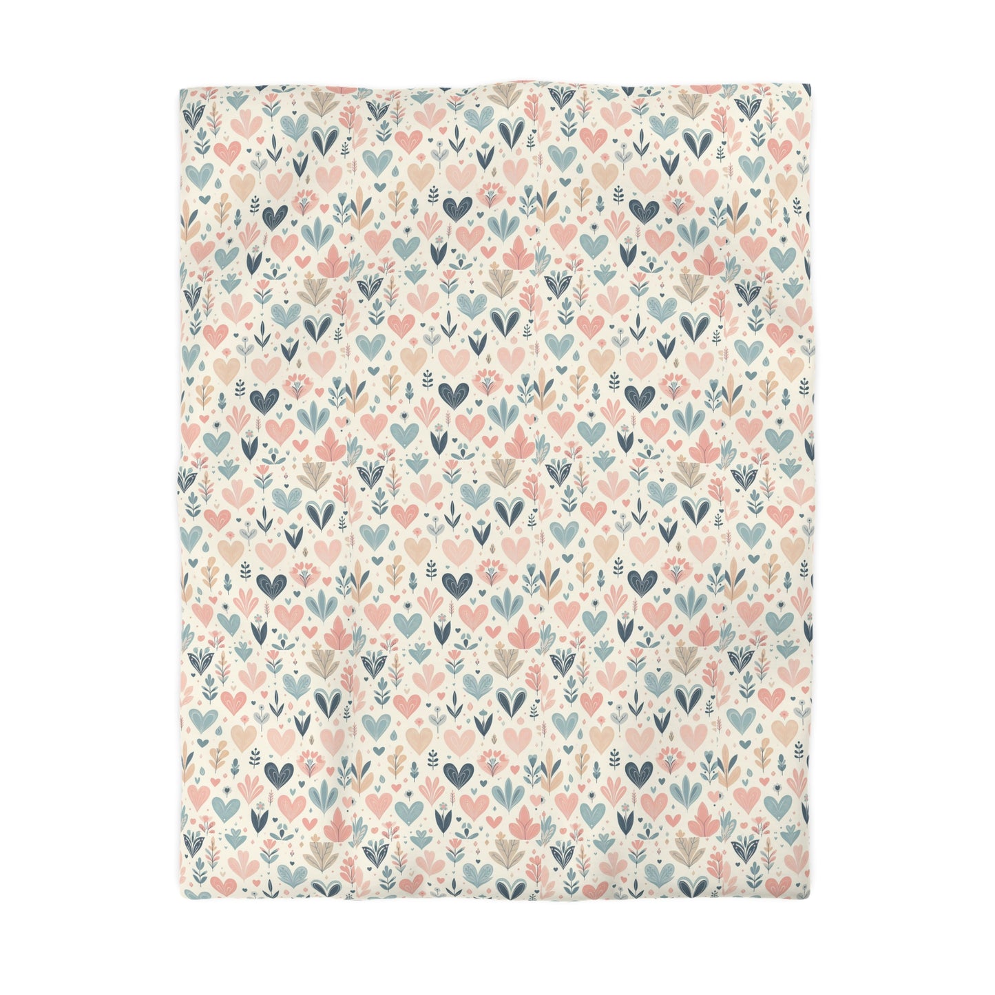 Heart Pattern Duvet Cover, White Pink and Blue Duvet, Cute Heart Bedding, Cozy Heart Design, Bedroom Decor, Twin Full Queen King Sizes
