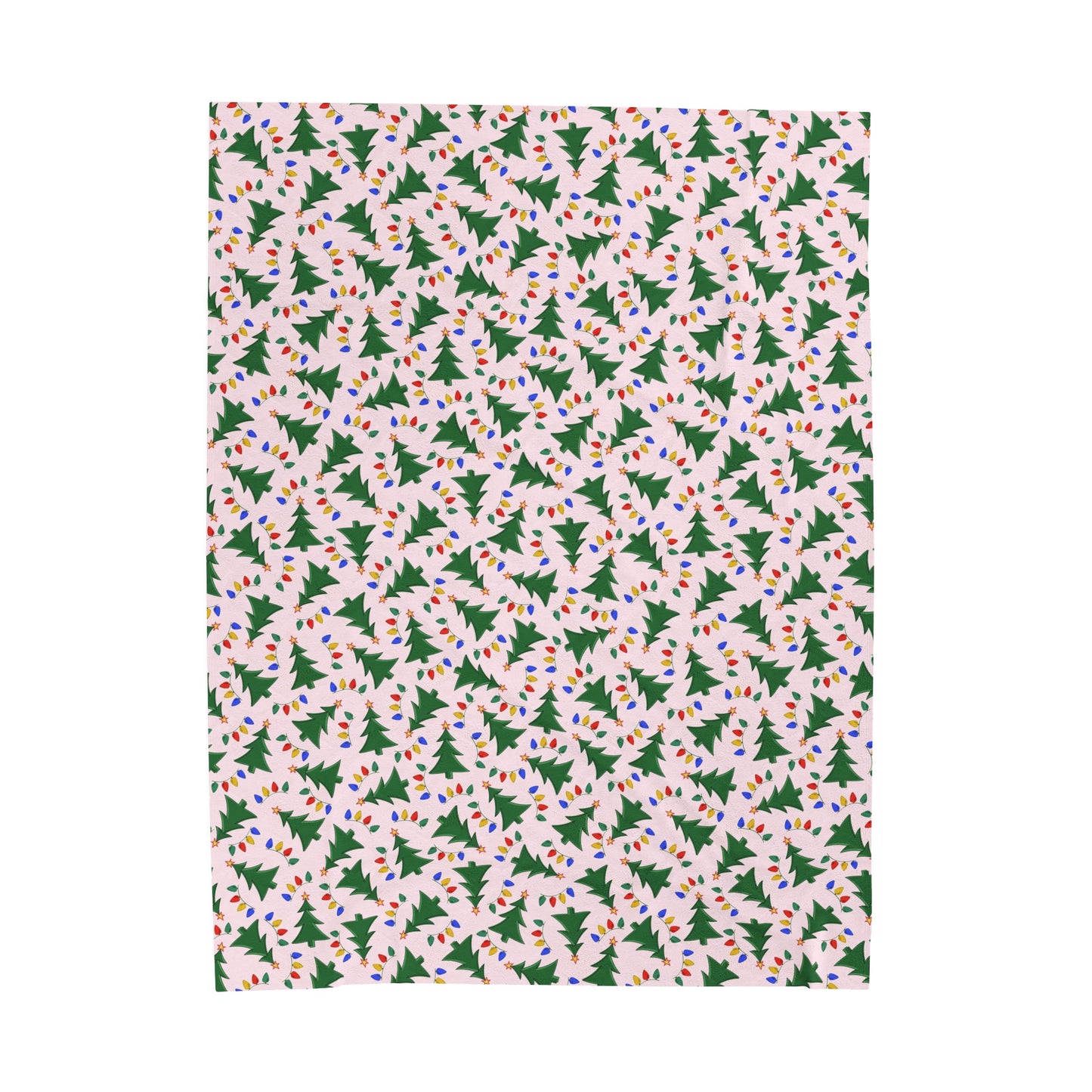 Pink Christmas Tree Velveteen Plush Blanket, Coquette Blanket