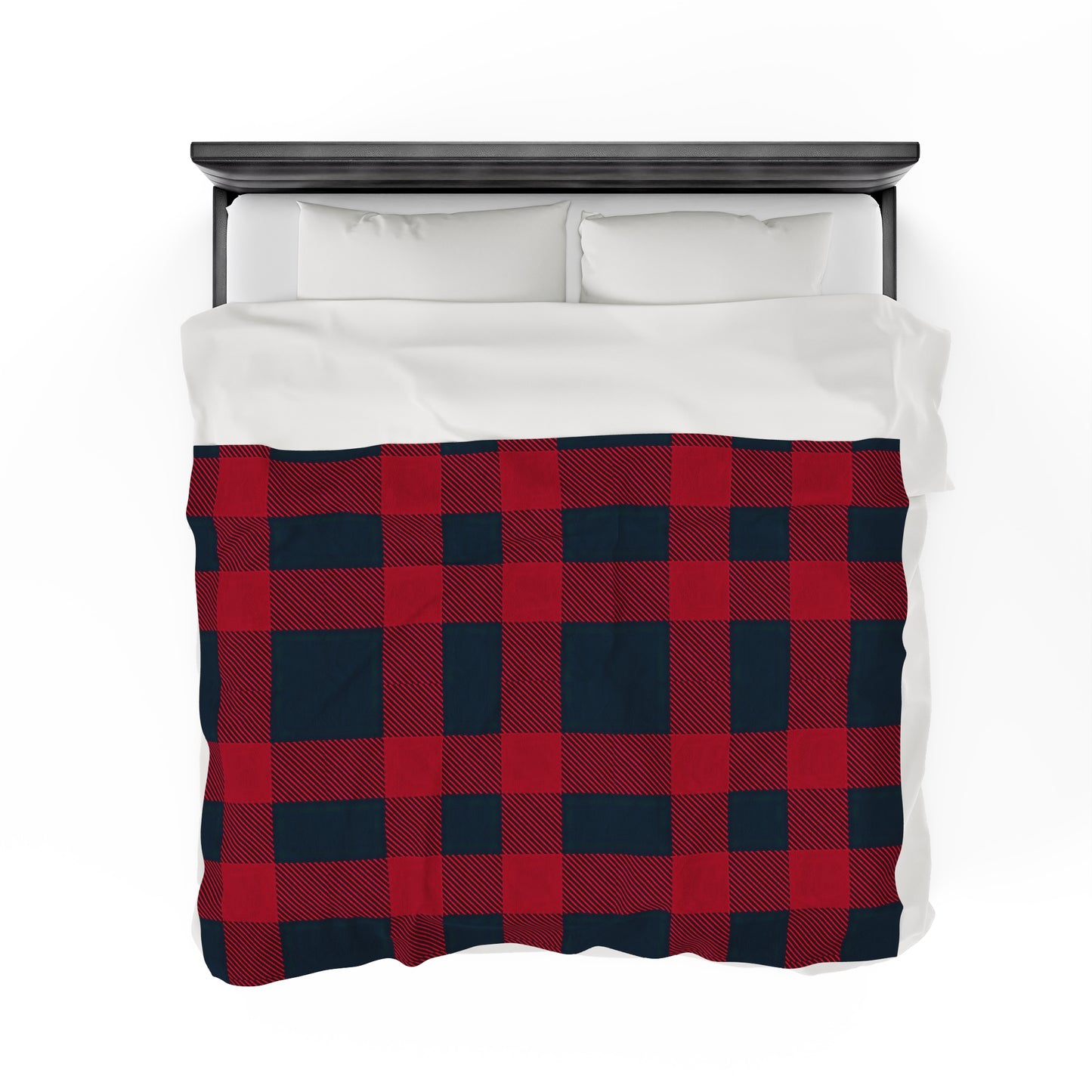 Plush Blanket Throw - Red Buffalo Plaid Design-