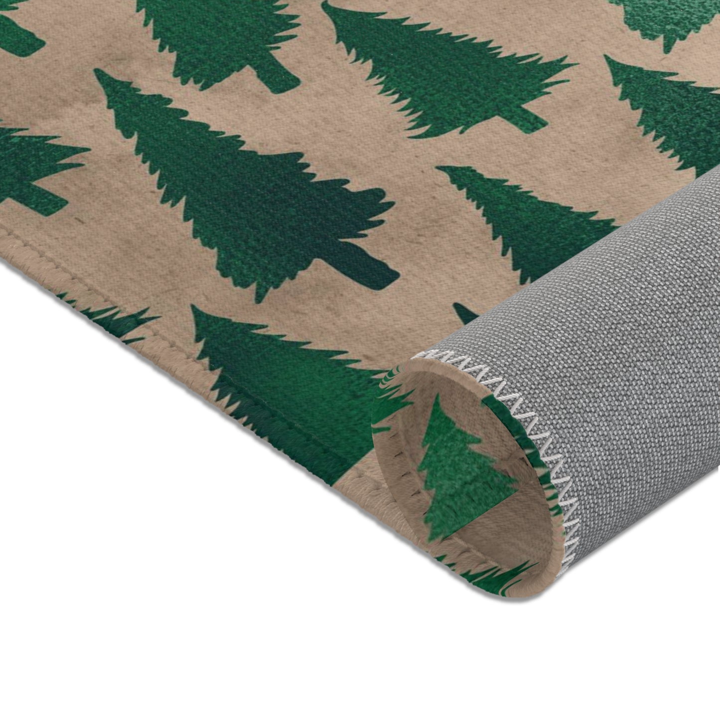 Evergreen Christmas Area Rug, Christmas Room Decor, Minimalist Rug, Cute Accent Rug