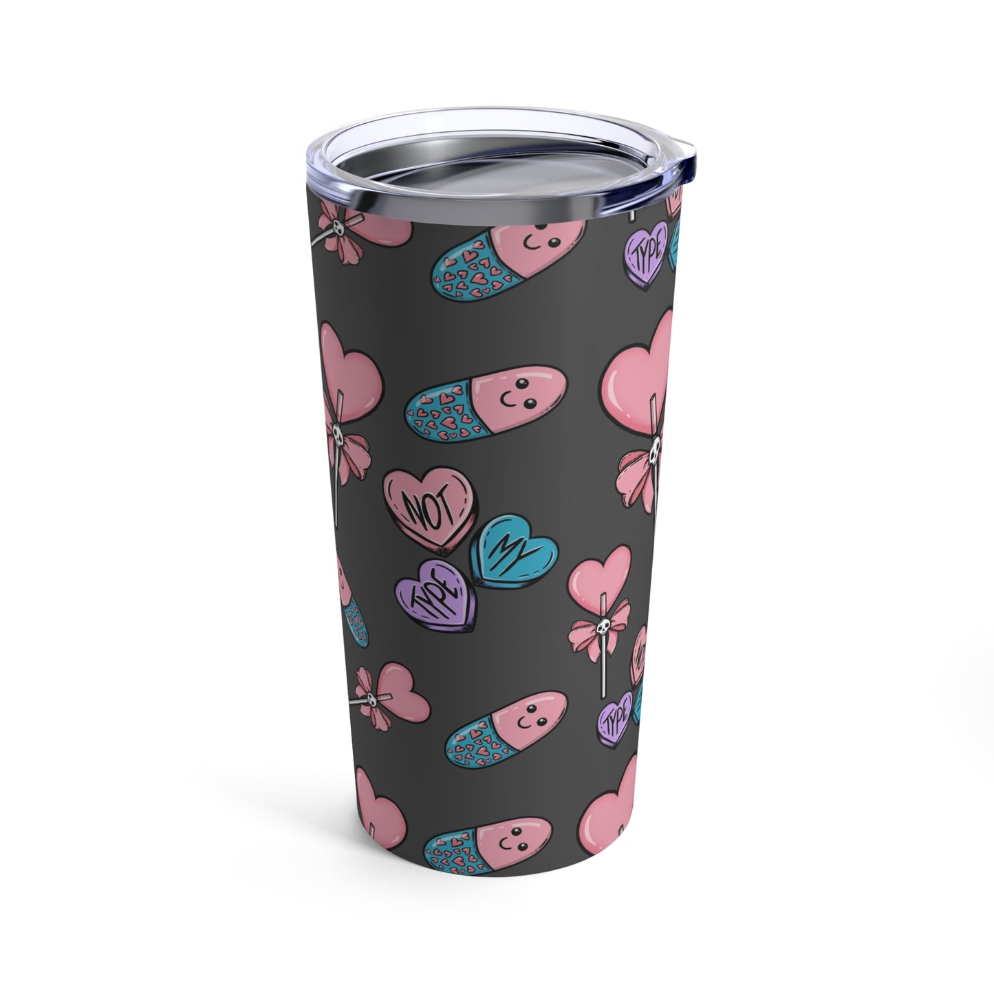 Pastel Goth Valentine's Day Tumbler Cup, Goth Valentine Gift Insulated Tumbler 20oz