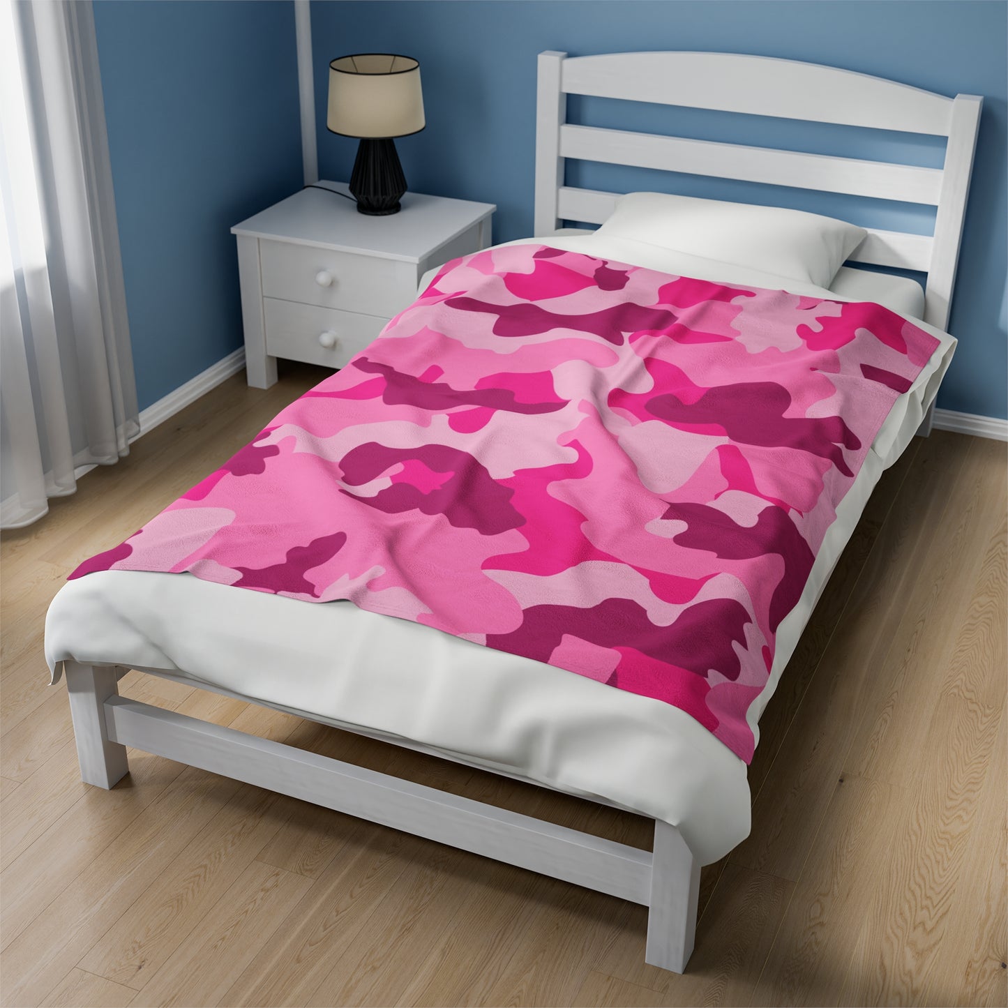 Pink Camouflage Velveteen Plush Blanket, Cozy Warm Throw Blanket